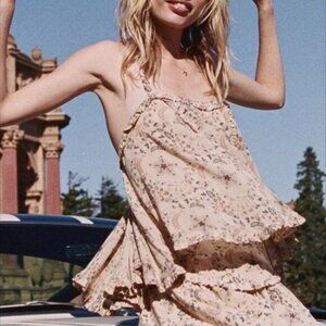 SPELL and the Gypsy Collective Celestial star print ruffle cami in Cream